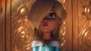 Rosalina looking up at a robot in the Super Mario Galaxy trailer 