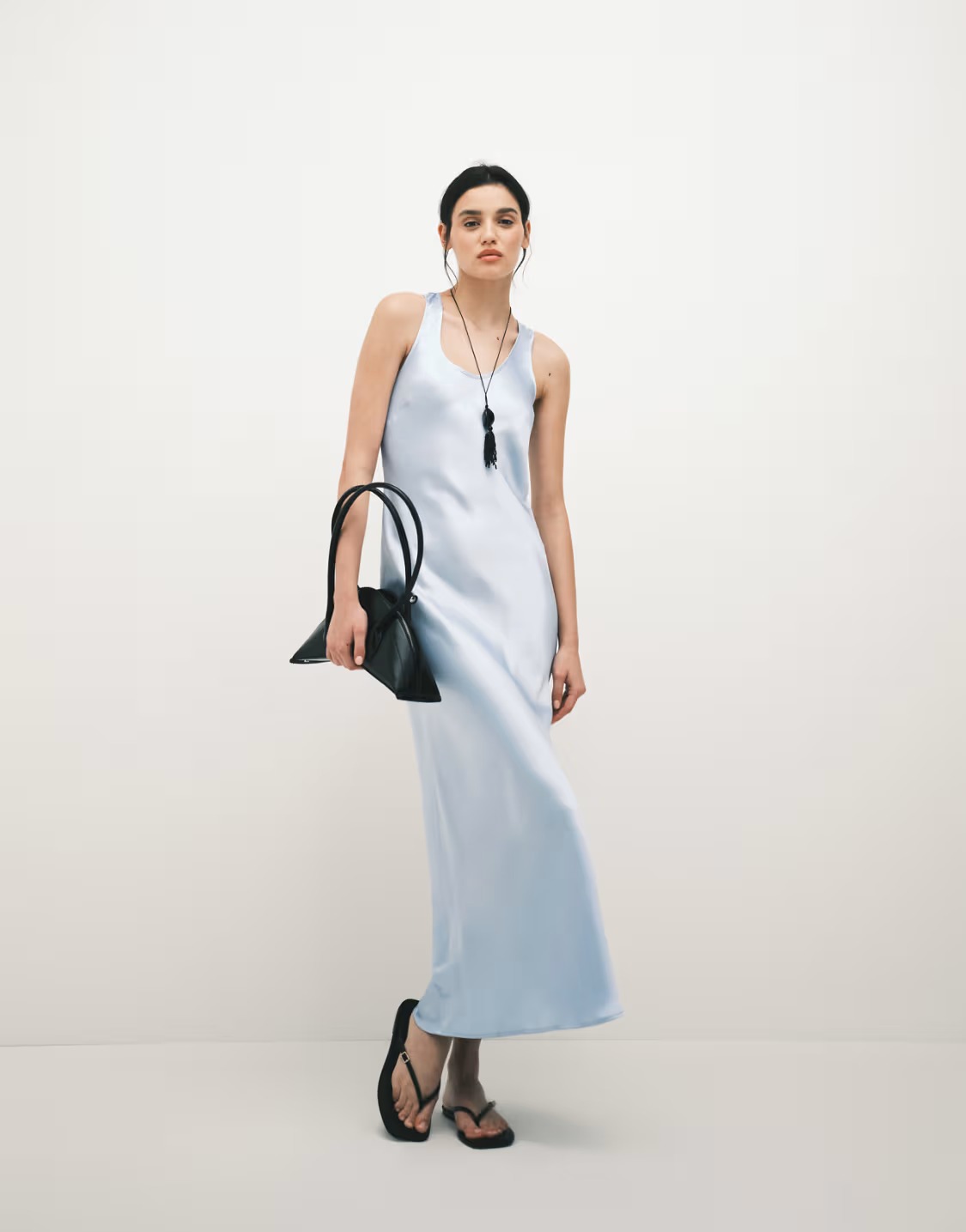 ASOS DESIGN scoop satin maxi dress in pale blue