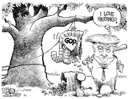 Political cartoon U.S. trump GOP Divided