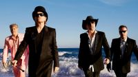 U2 walking up a beach