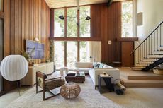 a living room in a mid century home