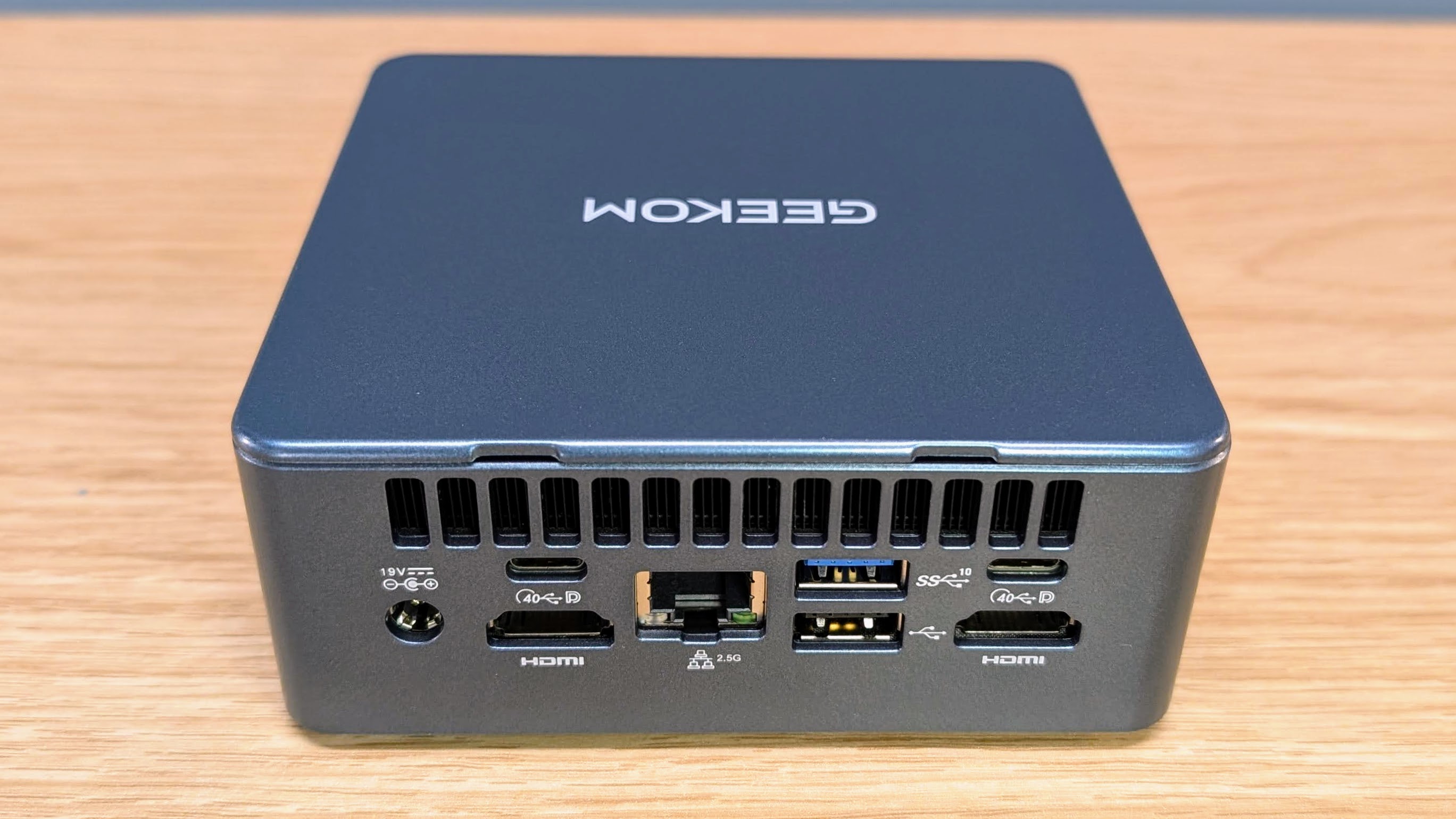 Geekom IT12 mini PC showing rear ports