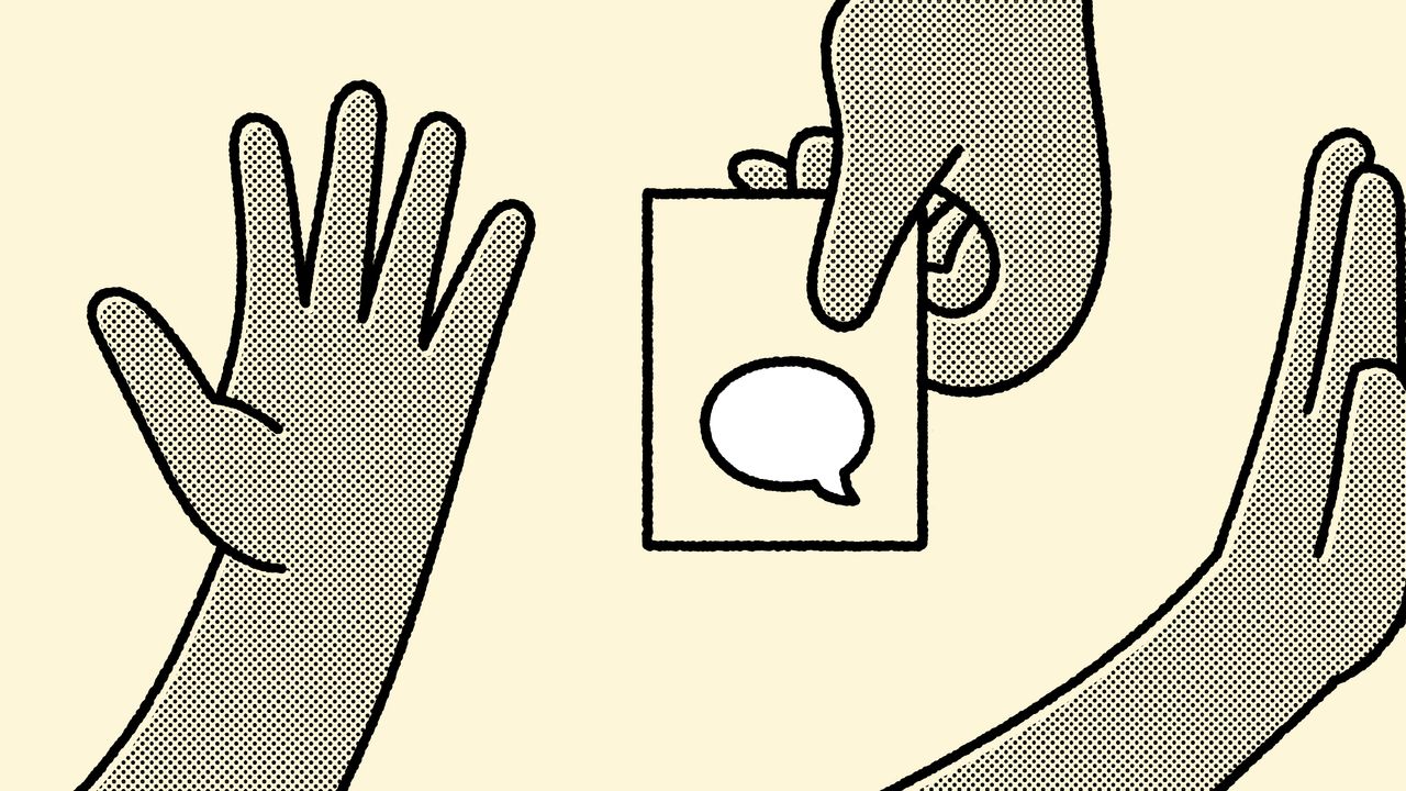 NABS rebrand illustration of hands and a speech bubble