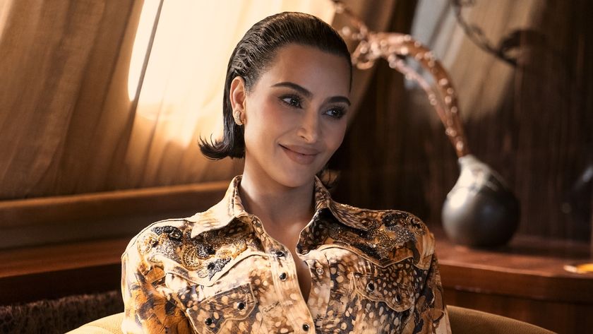 Kim Kardashian smiling in Hulu&#039;s All&#039;s Fair