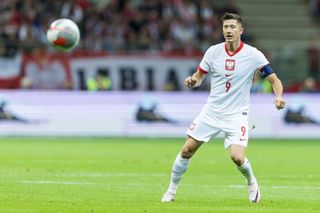 Poland Euro 2024 squad Robert Lewandowski is playing during the Poland-Turkey friendly match in Warsaw, Poland, on June 10, 2024. (Photo by Foto Olimpik/NurPhoto via Getty Images)