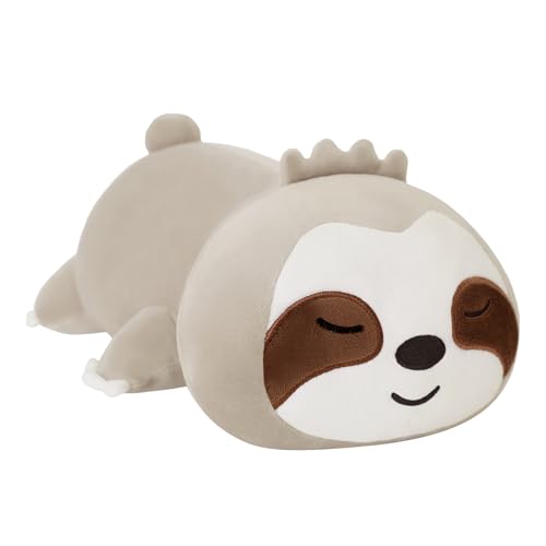 Sqeqe Weighted Sloth Plush, Weighted Sloth Stuffed Animal, Cute Plushies Pillow Toy Gift for Kids Adults Brown 23.6 Inch, 3.1 Lbs