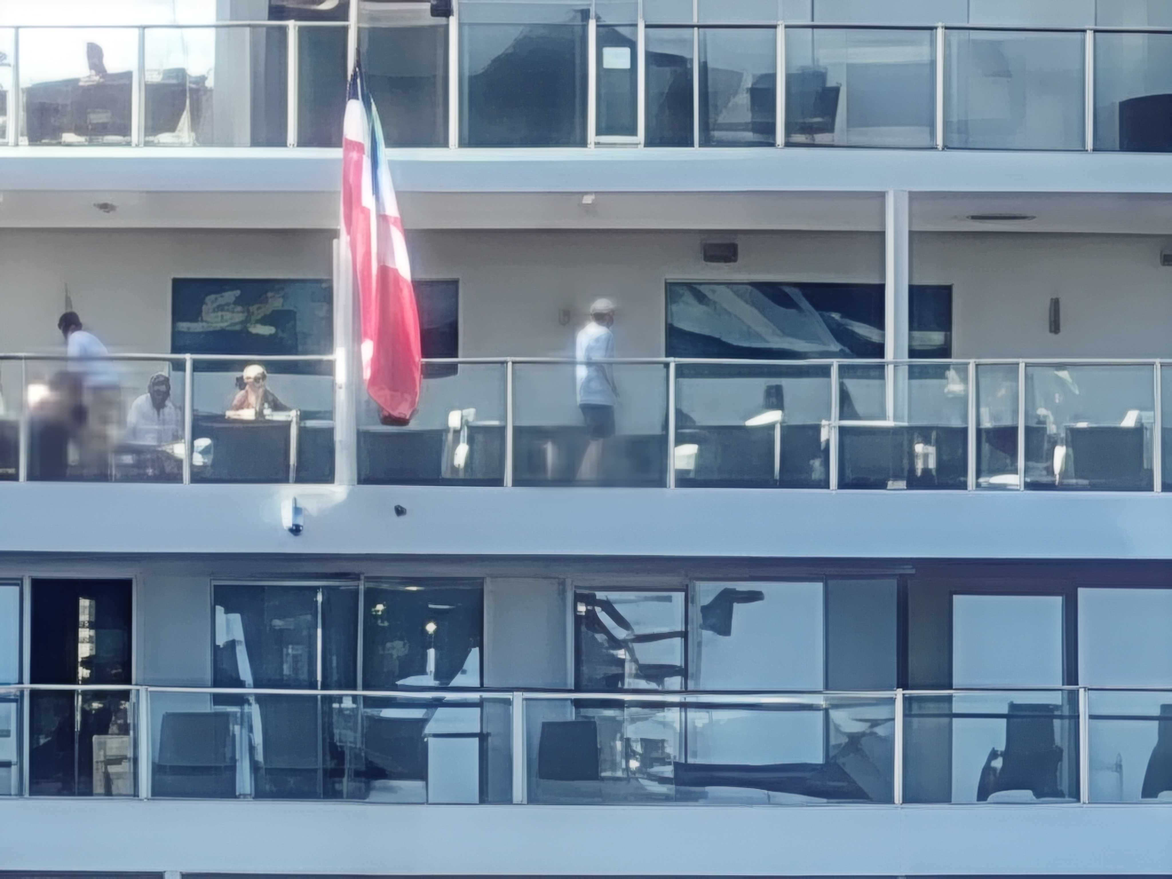 People walking along on a cruise ship