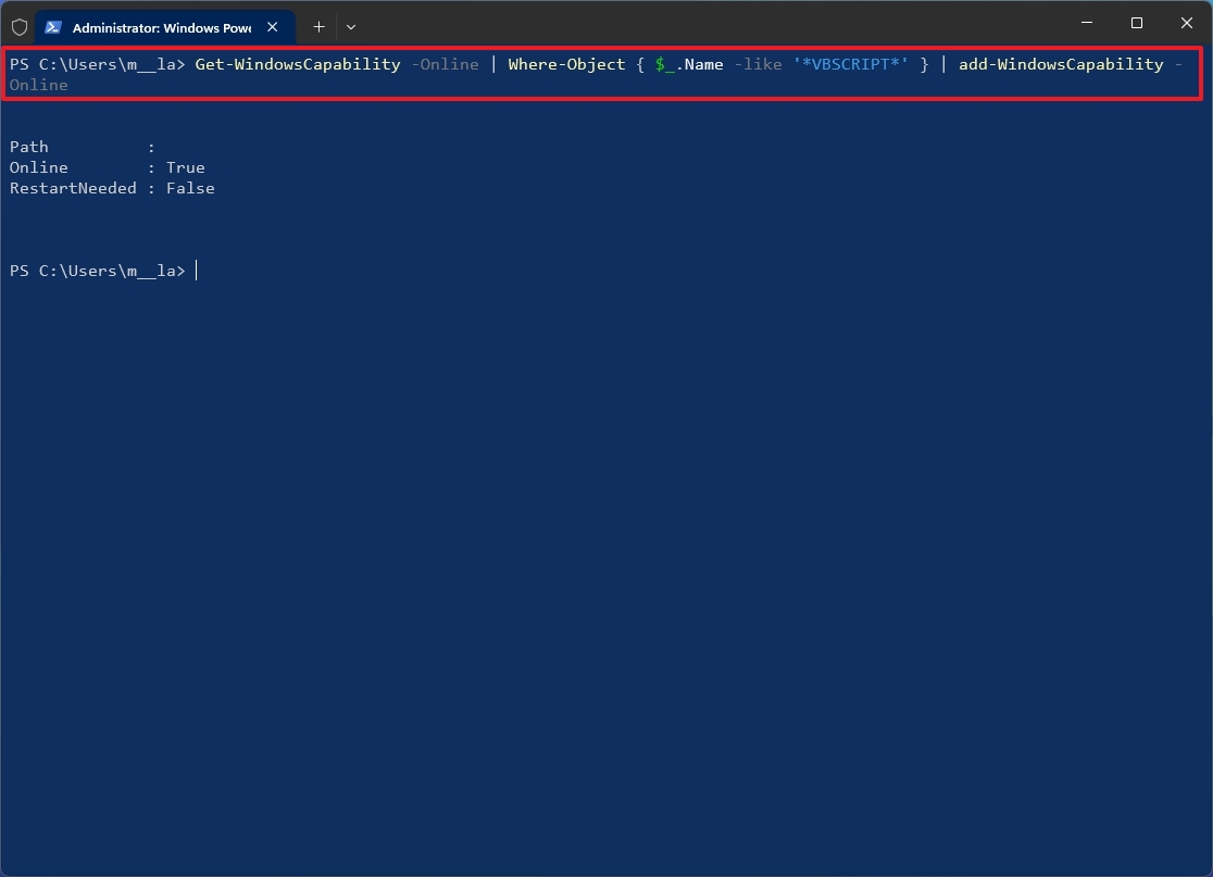 PowerShell add VBScript