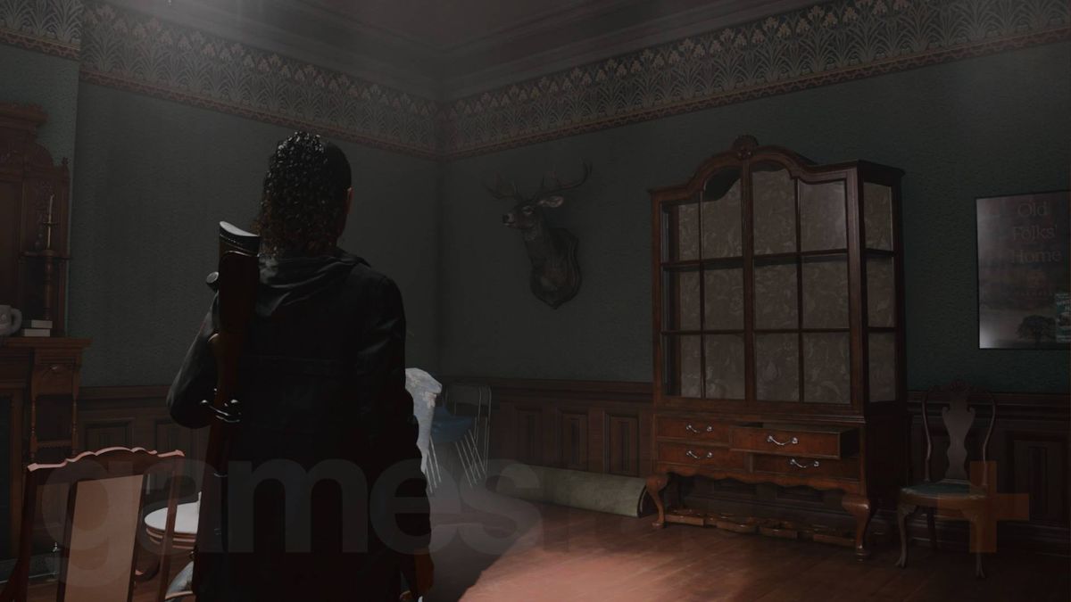 Alan Wake 2 deer head in nursing home manor house lounge