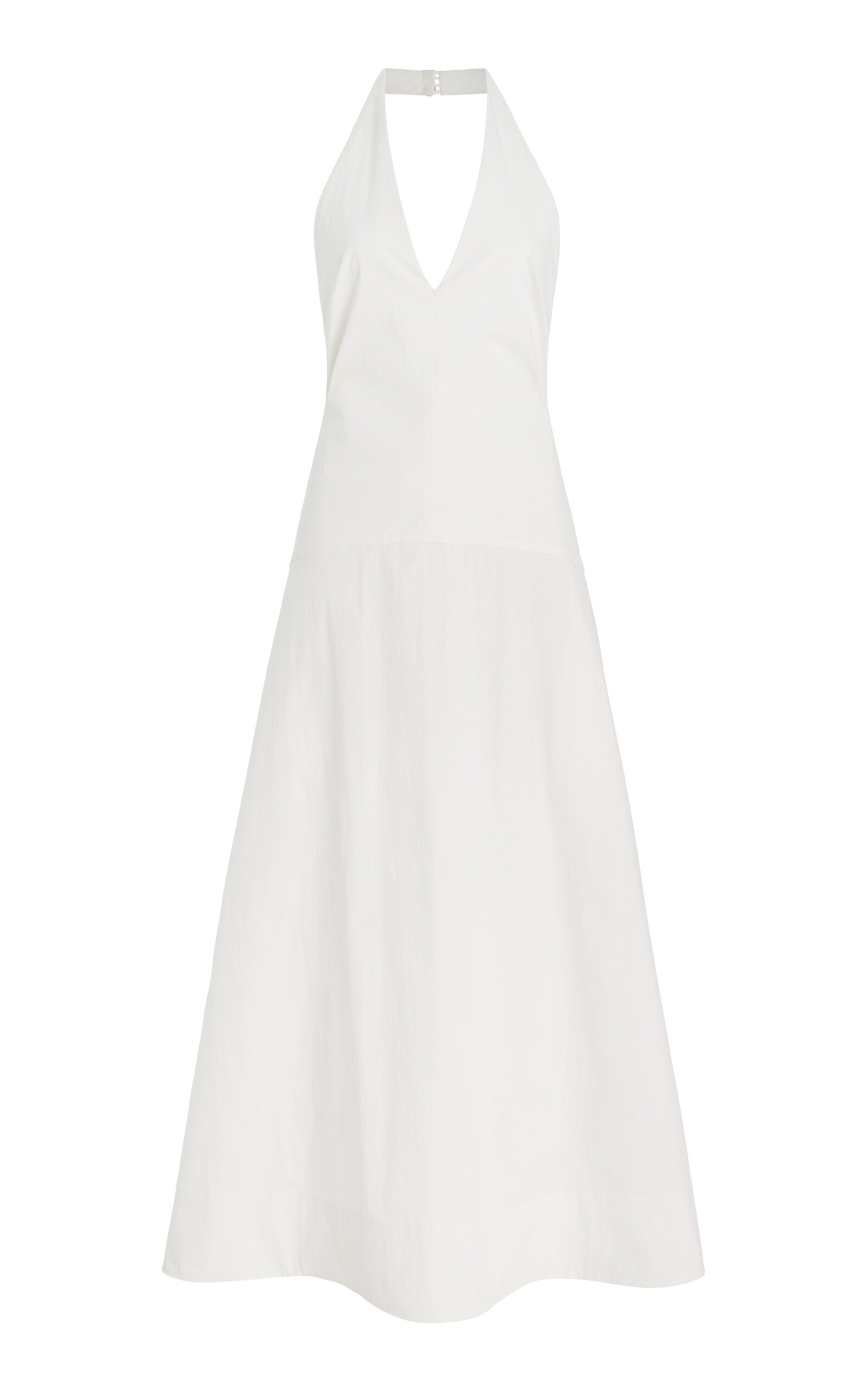 Cotton-Blend Halter Midi Dress