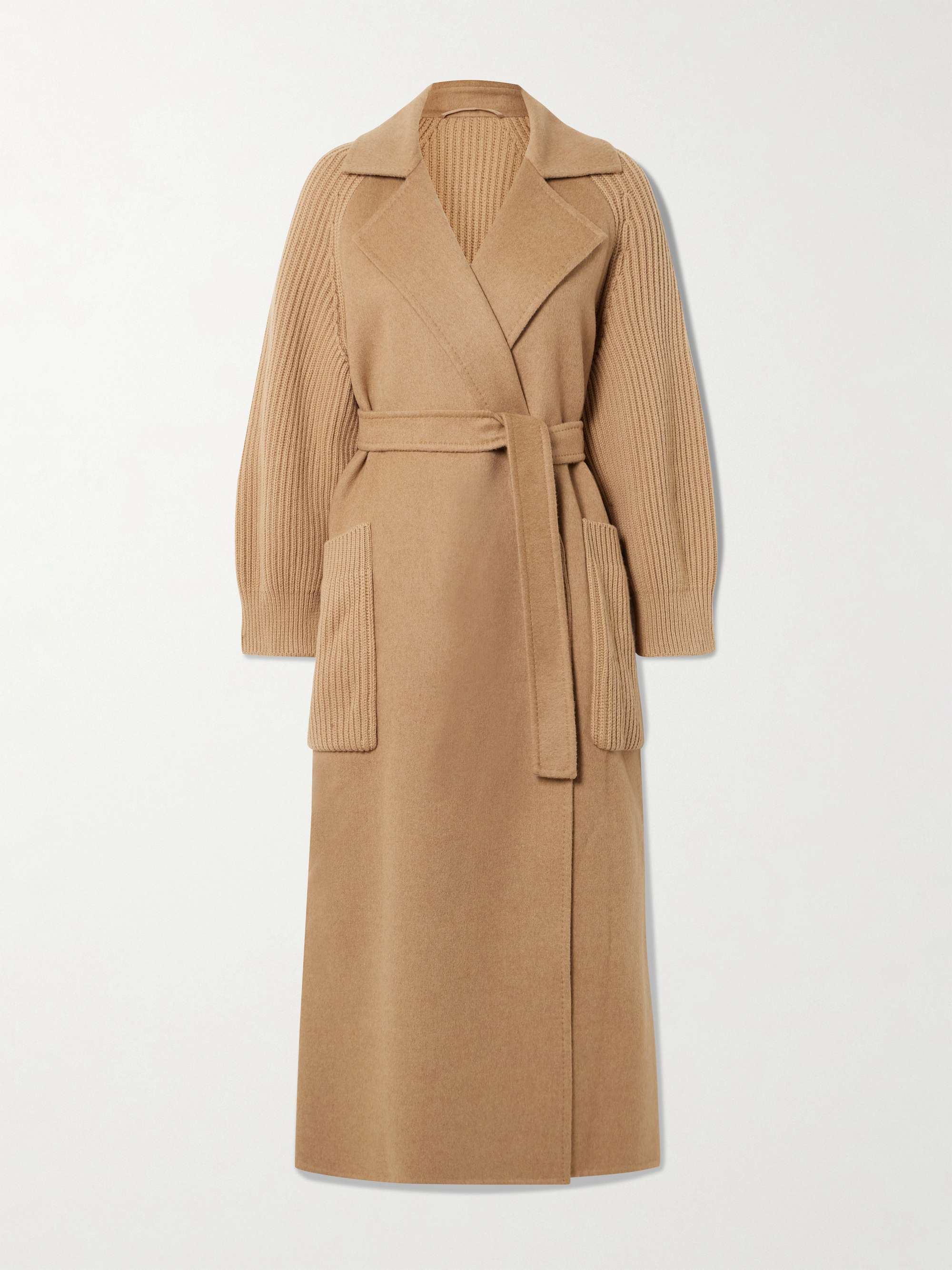Berard Camel Hair and Ribbed Wool and Cashmere-Blend Coat