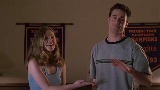 Julia Stiles and Freddie Prinze Jr. cute and awkward in dorm scene, Down to You