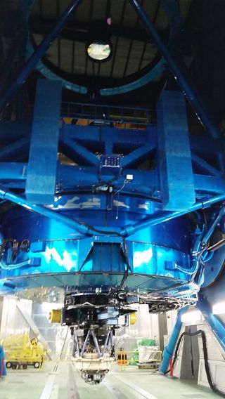 The eyepiece (bottom) of the massive Subaru telescope.
