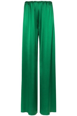 green silk pants 