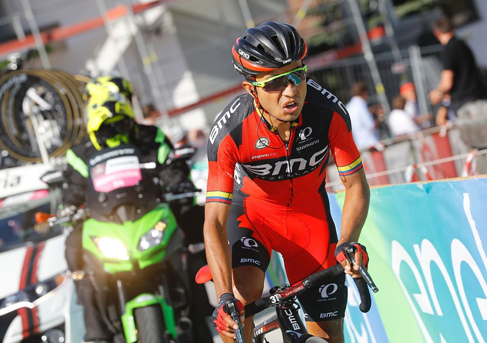 Darwin Atapuma (BMC) caught with less than 2km to go