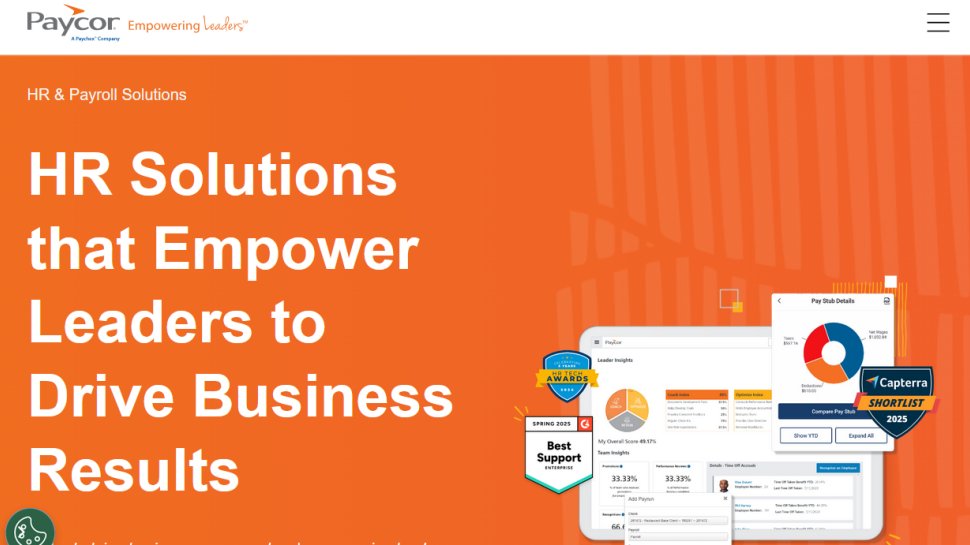 Paycor website screenshot (November 2025).