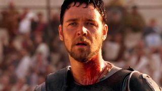 Russell Crowe looking angry in Gladiator
