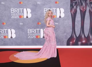 Sabrina Carpenter wears a pink McQueen gown to the BRIT Awards 2025