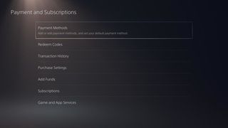 PS5 Payment Methods
