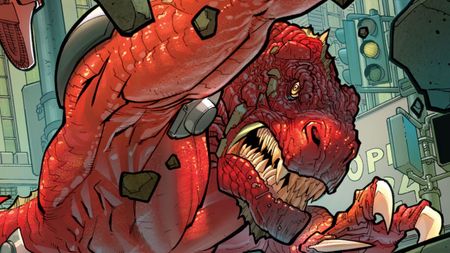 Dinosaurus on the cover for Invincible #68.