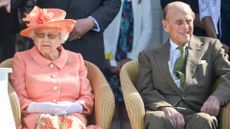 Queen Elizabeth II and Prince Philip, Duke of Edinburgh attend The OUT-SOURCING Inc Royal Windsor Cup 2018 polo match at Guards Polo Club on June 24, 2018 in Egham