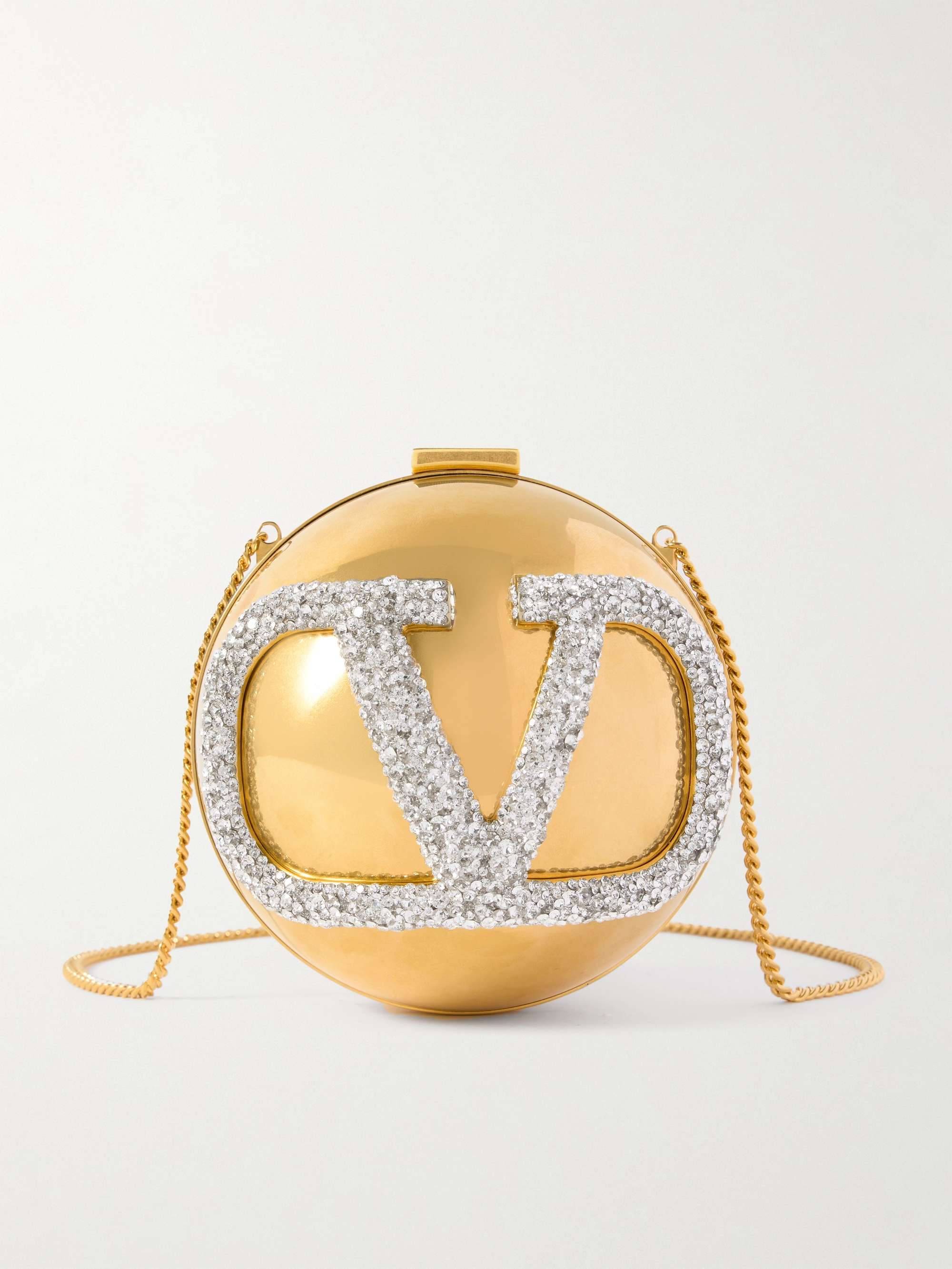 Vlogo Crystal-Embellished Gold-Tone Clutch
