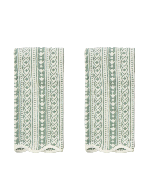 Patterned Scallop Hand Towels, Set of 2