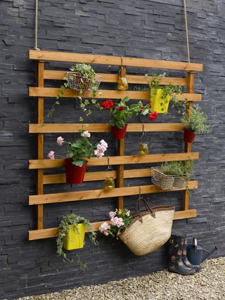 trellis planter hanging on a wall