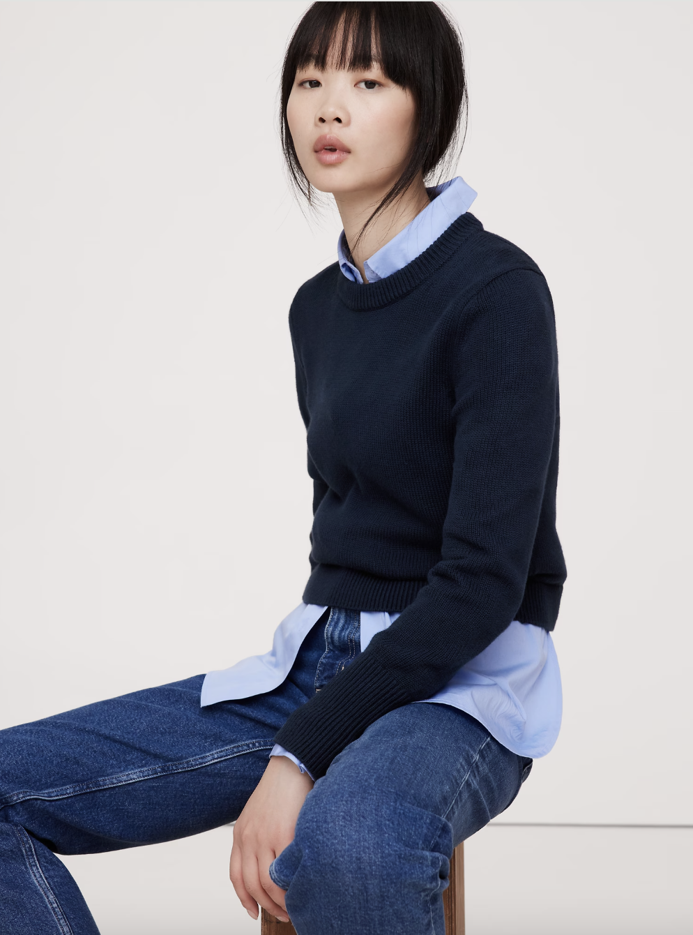 Cotton-Silk Crew-Neck Sweater