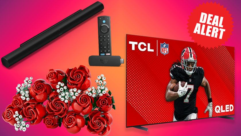 President&#039;s day deal banner with LEGO roses, TV, Sonos soundbar