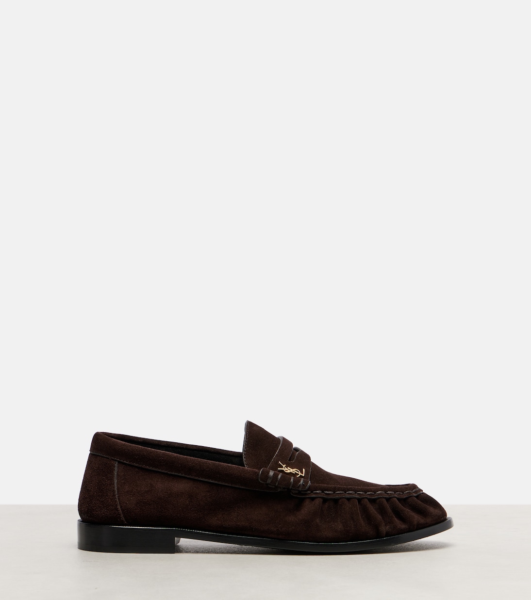 Le Loafer Cassandre Suede Penny Loafers in Brown - Saint Laurent