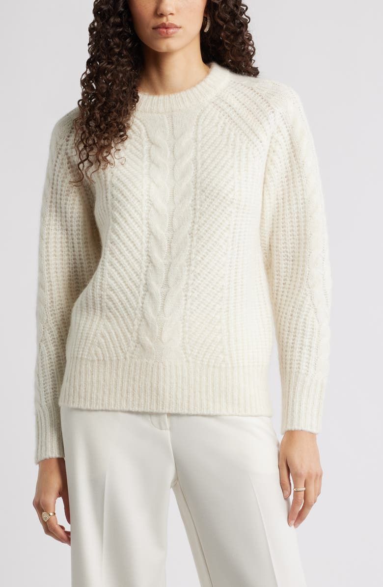 Cable Crewneck Alpaca Blend Sweater