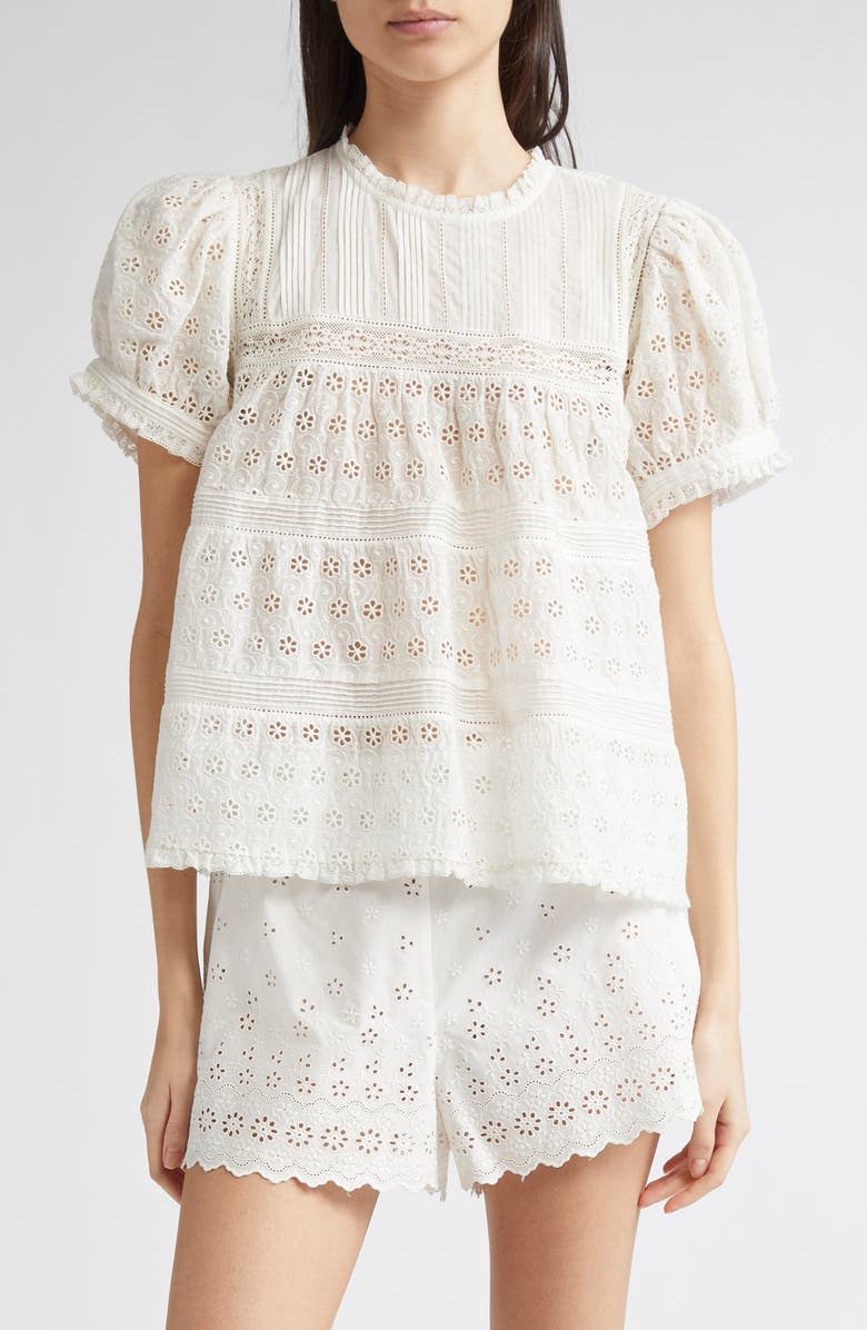 Adeline Organic Cotton Eyelet Top