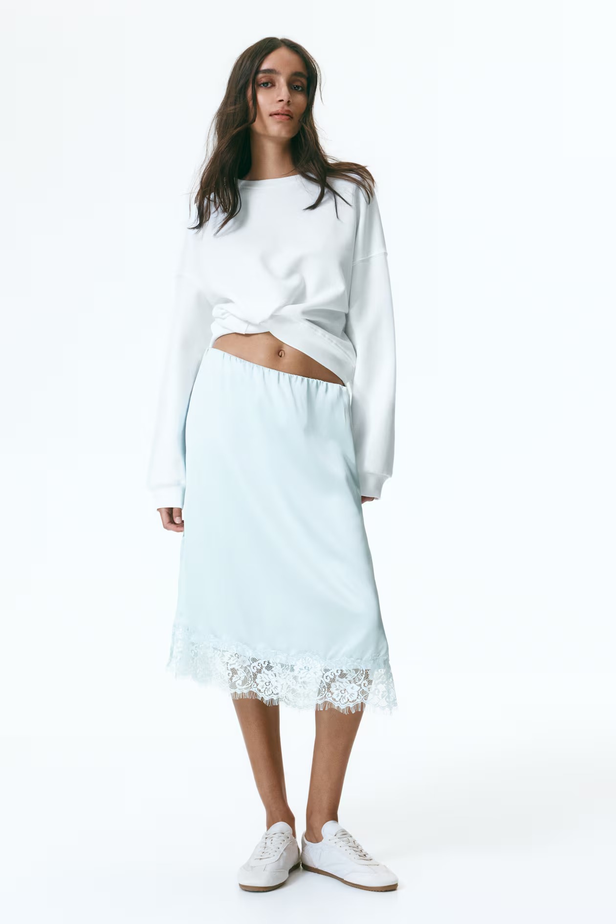 H&amp;amp;M, Lace-Trimmed Skirt