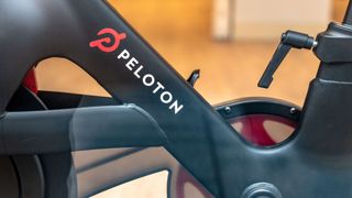 Peloton bike close-up shot in store
