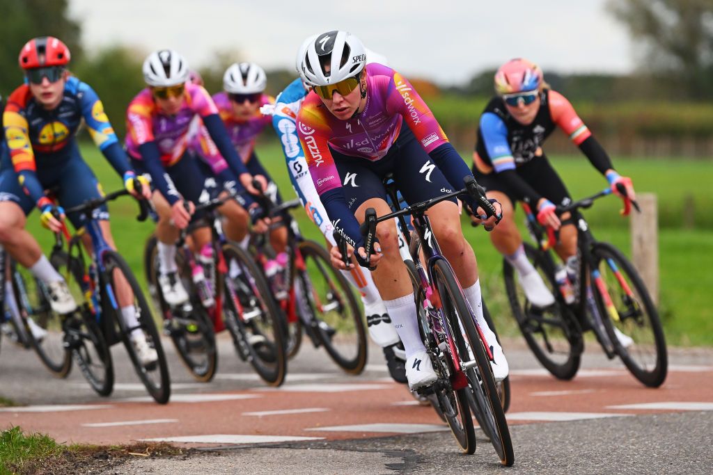 EDE NETHERLANDS OCTOBER 11 Femke Markus of The Netherlands and Team SD Worx Protime competes during the 26th Simac Ladies Tour 2024 Stage 4 a 1182km stage from Ede to Ede UCIWWT on October 11 2024 in Ede Netherlands Photo by Luc ClaessenGetty Images