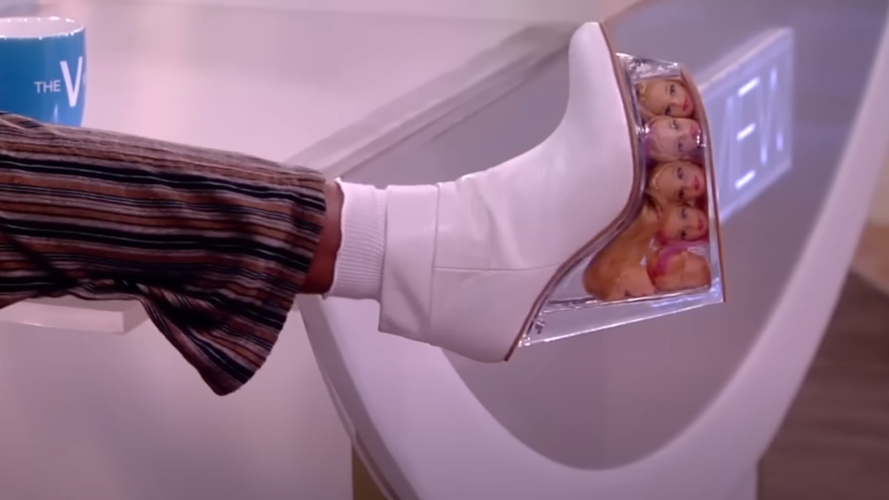 Whoopi Goldberg's Barbie head shoes on The View
