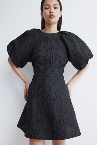 Jacquard-Weave Tie-Back Dress