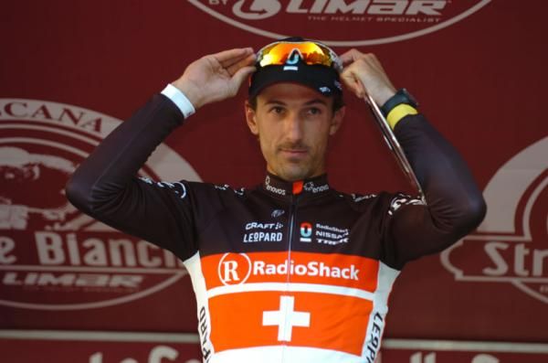 Fabian Cancellara (RadioShack-Nissan) on top of the podium