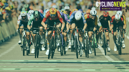 Sprinters riding to the line on stage 11 of the Tour de France