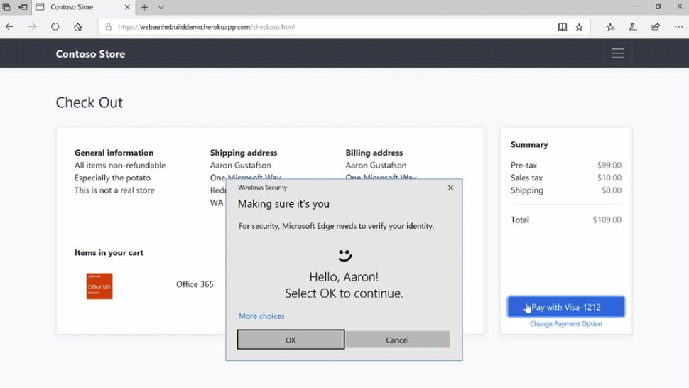 Microsoft Edge Web Auth