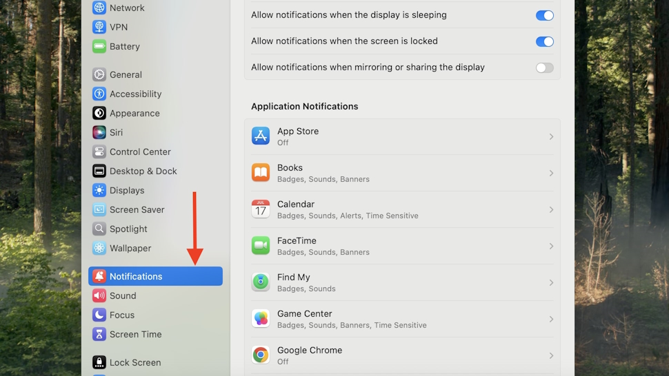 How to access the Notifications control center on macOS