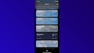 iOS Weather app on an iPhone 12