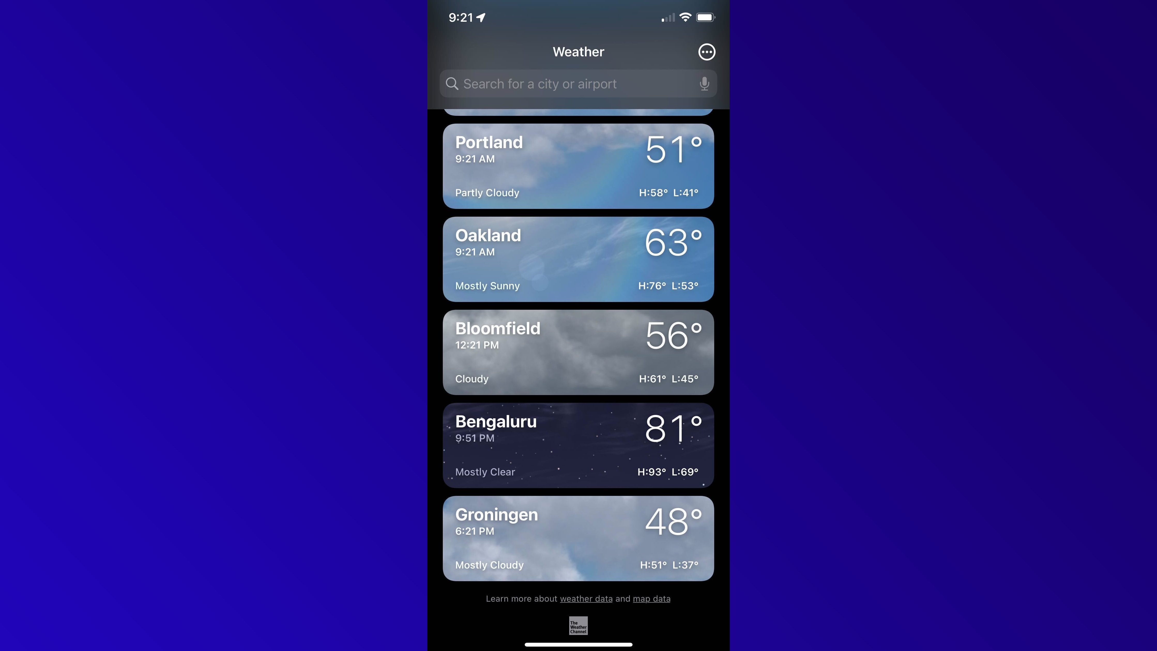 iOS Weather App on iPhone 12