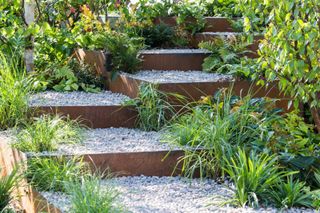 garden gravel ideas in Wuhan Water Garden designed by Laurie Chetwood and Patrick Collins RHS Chelsea Flower Show 2018