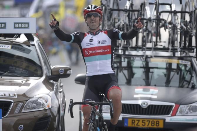 Fabian Cancellara (RadioShack Leopard) had plenty of time to celebrate his Tour of Flanders victory.