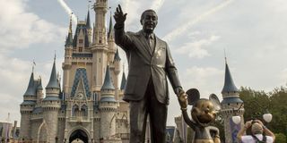 Disney World castle, Walt and Mickey statue