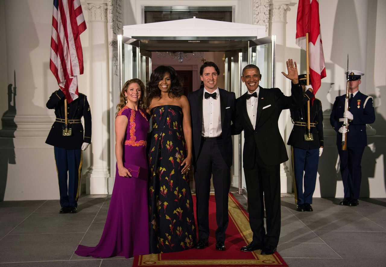 President Barack Obama, Canadian Prime Minister Justin Trudeau and their wives Michelle Obama and Sophie Gregoire Trudeau.