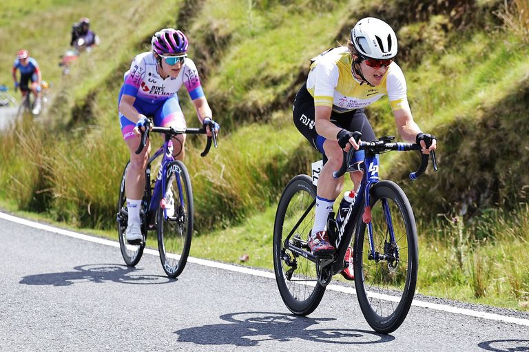 Grace Brown (FDJ-Nouvelle Aquitaine Futuroscope) on Black Mountain during stage five of the 2022 Women's Tour