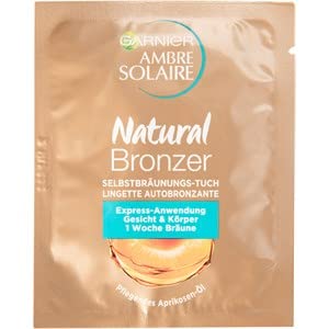 Garnier Garnier Ambre Solaire Natural Bronzer Tanning Towel With Self-Tanning Lotion, Disposable Cloth for Quick Refreshing of the Tan, Ideal for Travel, Pack of 1